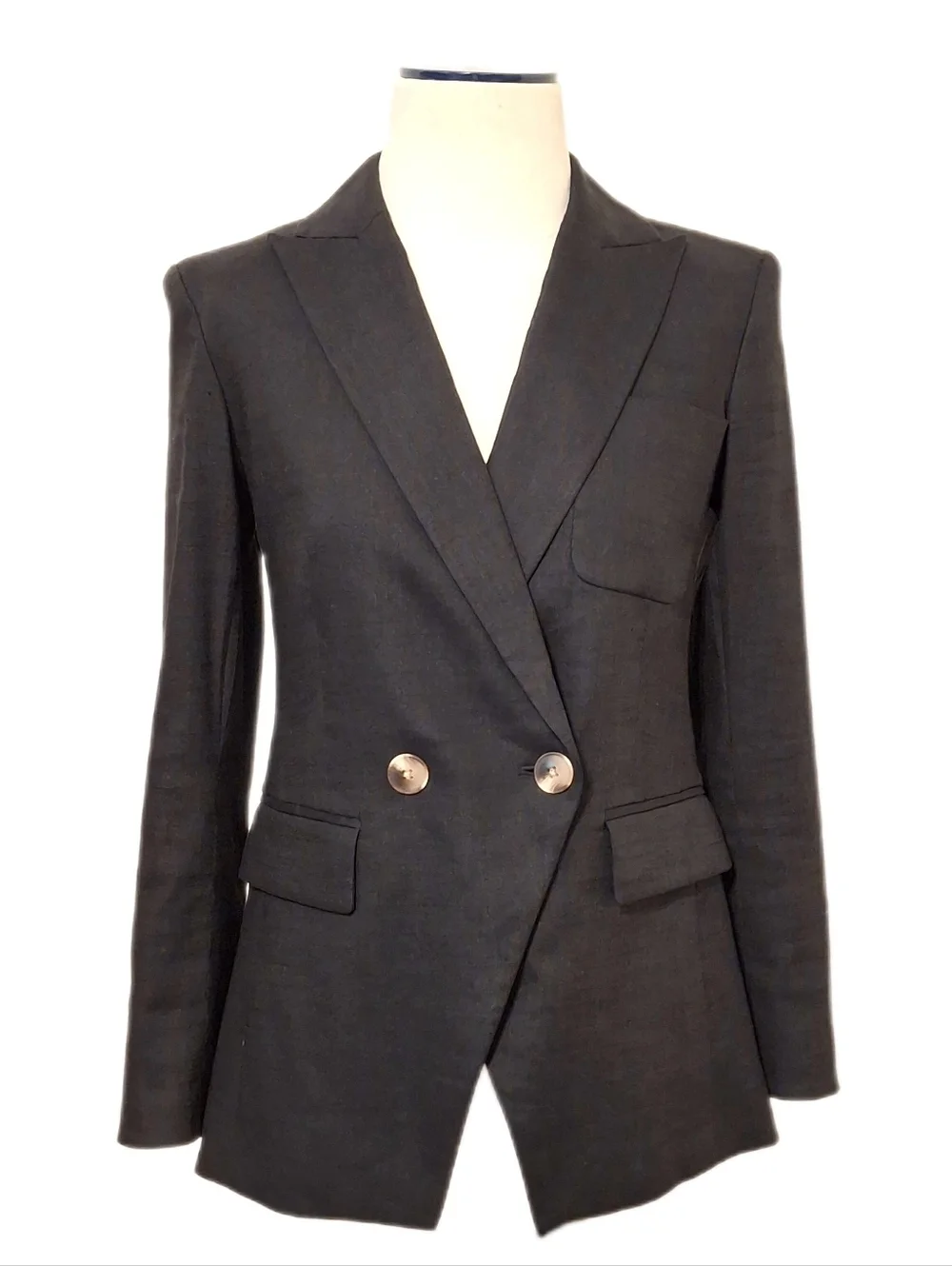 SOLD Veronica Beard 0 Black Didion Blazer Stretch-Linen Jacket - Picture 3 of 12